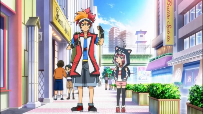 Every single storefront or banner is just the Battle Spirits logo. Nothing subliminal here. Keep walking.